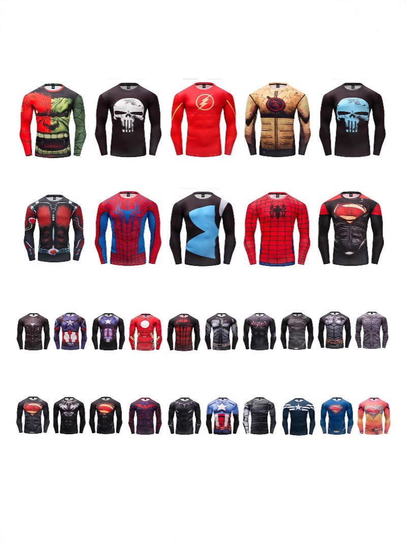 Explosions Marvel Series Digital Avengers Printing Long Sleeve Sports Tight - Image 2